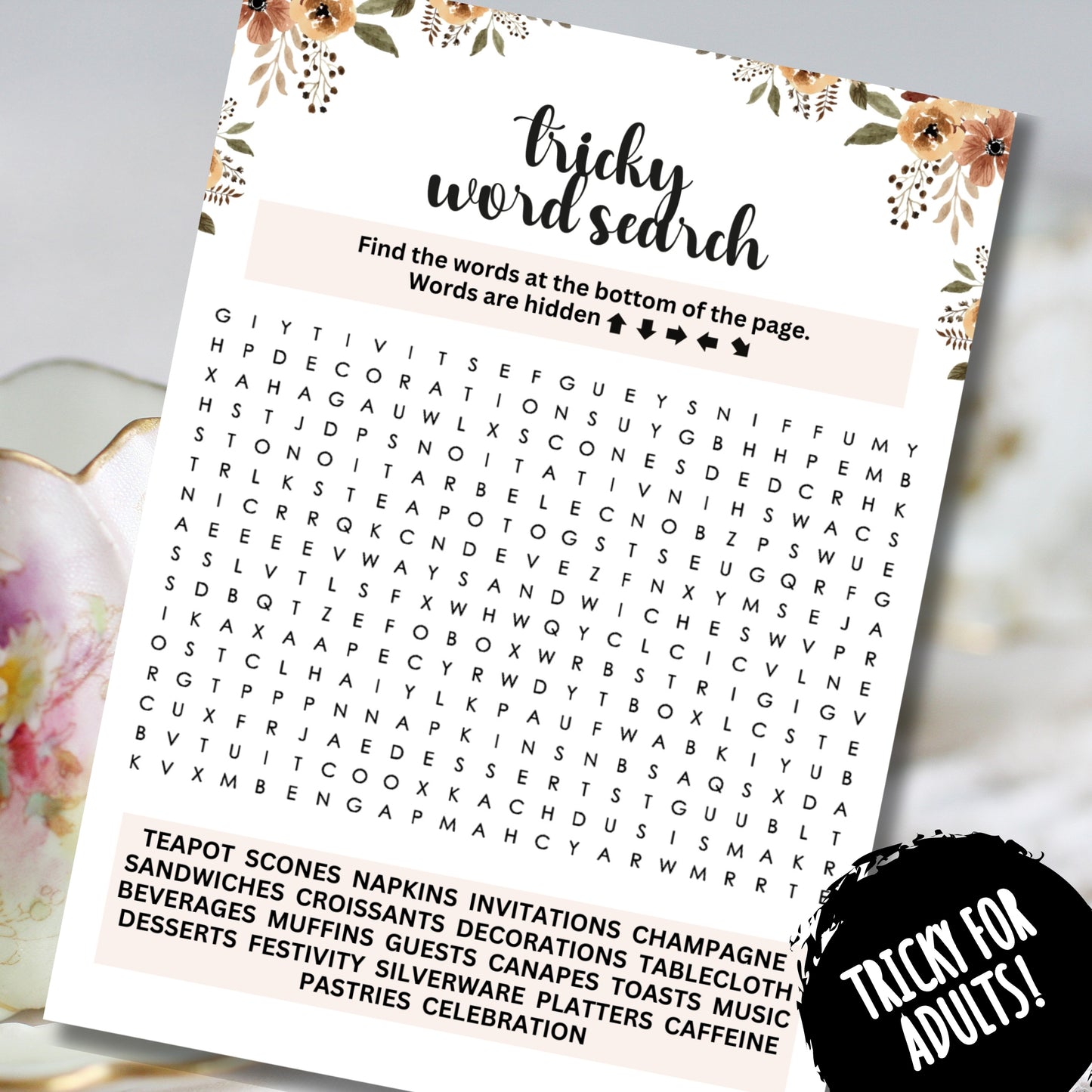 Tea Party Word Search (2 Games)