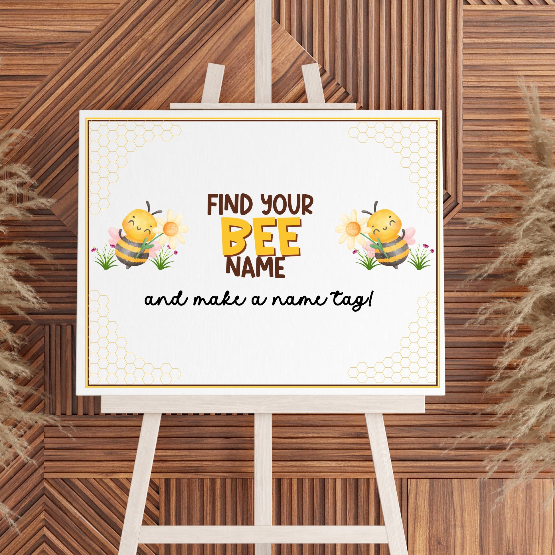 Whether you're celebrating your little one's 1st birthday party, hosting a baby shower, or need a cute and fun icebreaker party game to bring people together at a gender reveal, this "What's Your Bee Name" printable game from Party Prints Press is just what you need!