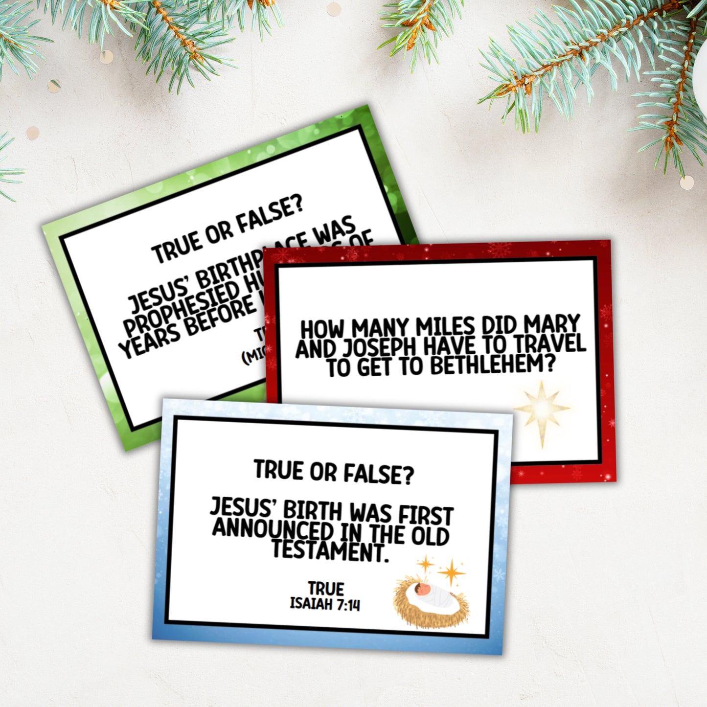 Christmas Bible Trivia Cards (64 Cards)