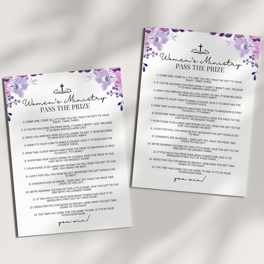 Purple Floral Women's Ministry Pass The Prize
