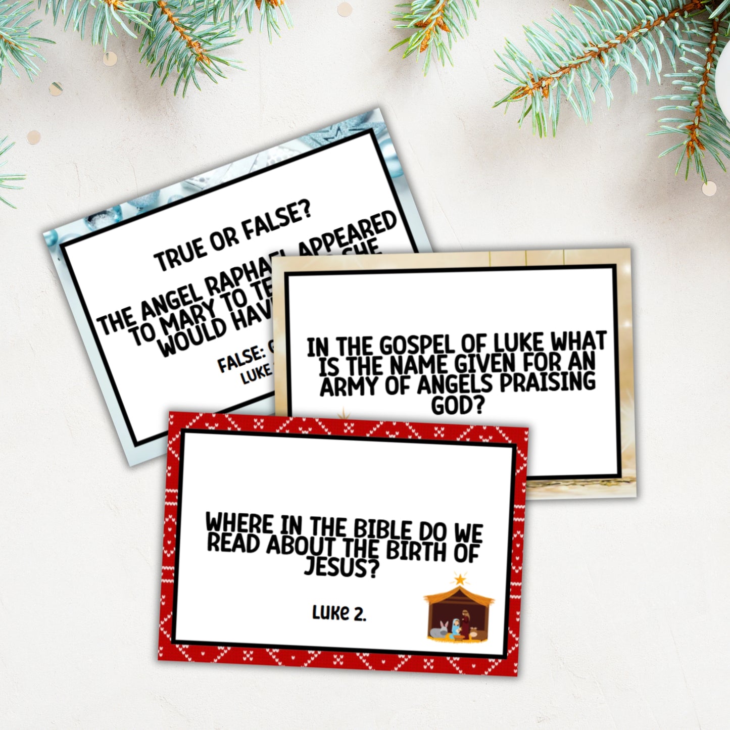 Christmas Bible Trivia Cards (64 Cards)