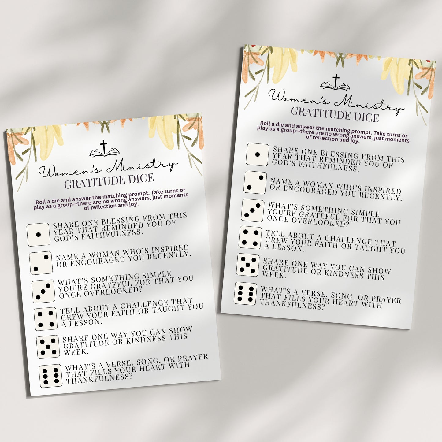Women's Ministry Thanksgiving Gratitude Dice