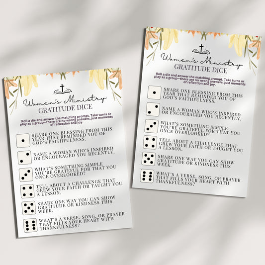 Women's Ministry Thanksgiving Gratitude Dice