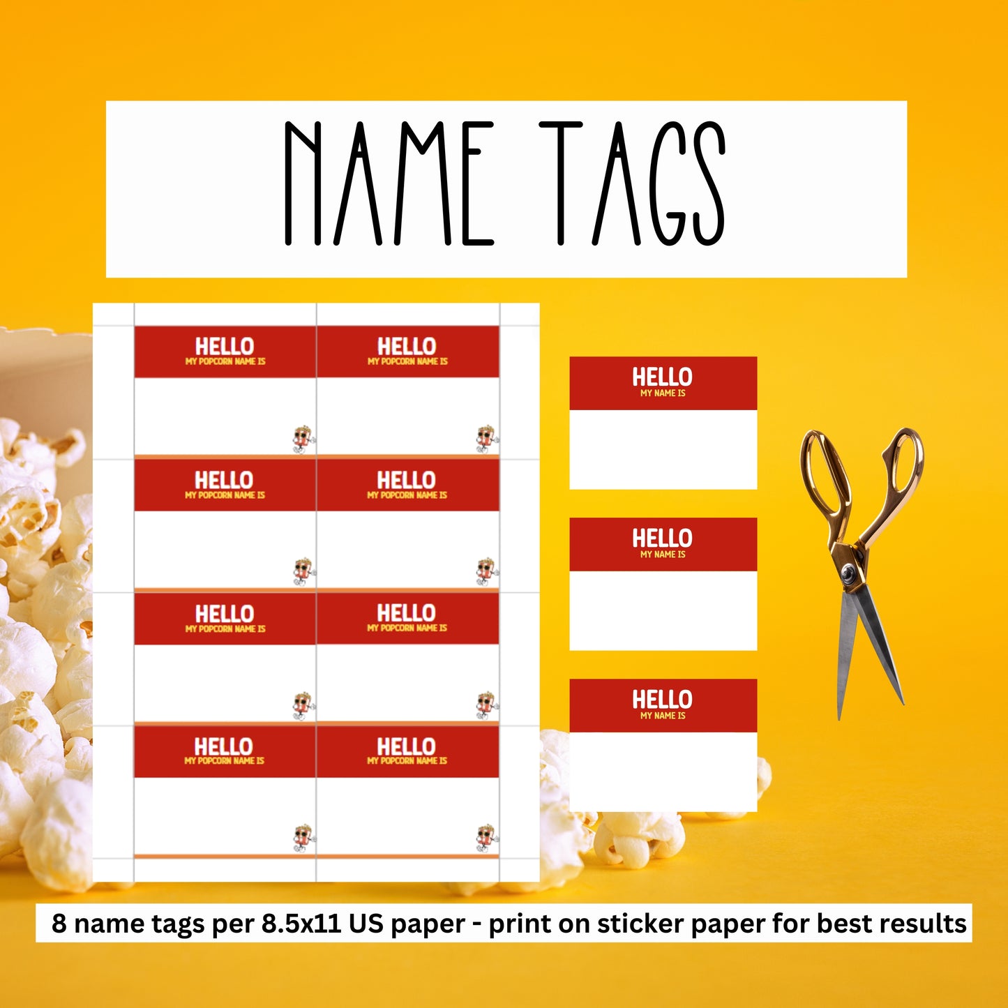 Whether you're hosting a popcorn tasting at a baby shower, setting up a popcorn bar for National Popcorn Day, or just want to add some fun to your office party or fundraiser, the "What's Your Popcorn Name" game from Party Prints Press is the perfect treat!  Ideal for popcorn lovers of all ages, this printable activity is super easy to play.  Guests select key components of their age, name, and birth month, combine the results, and discover their "Popcorn Name!"