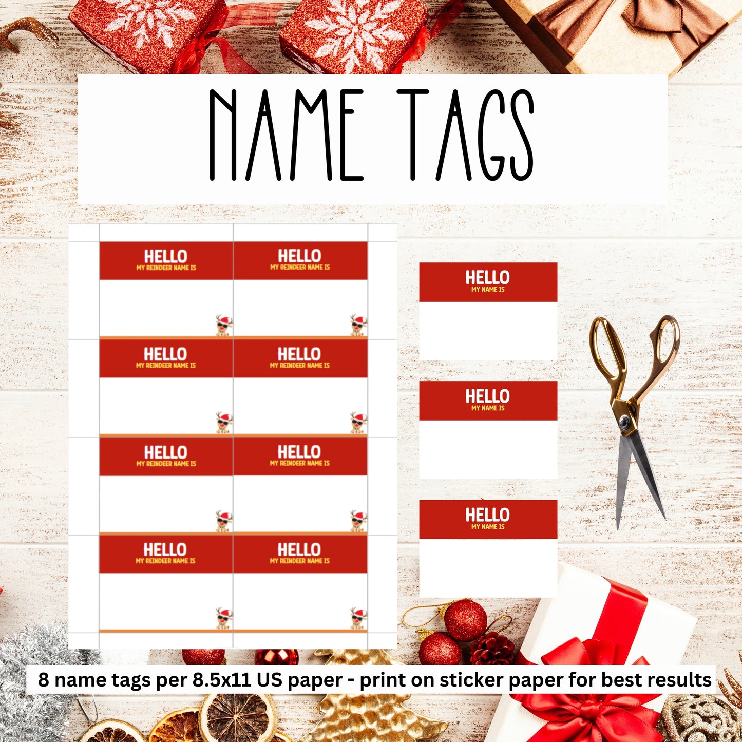 Whether you're hosting a Christmas party, setting up a fun activity for a holiday office party, or just looking to add a sprinkle of festive joy to any gathering, the "What's Your Reindeer Name?" game from Party Prints Press is the perfect addition to your holiday celebrations!  Ideal for Christmas enthusiasts of all ages, this printable activity is a breeze to play.  