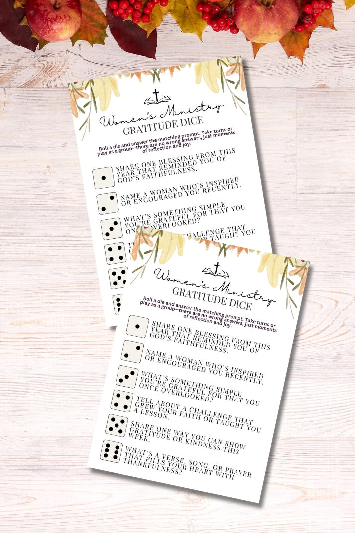 Women's Ministry Thanksgiving Gratitude Dice