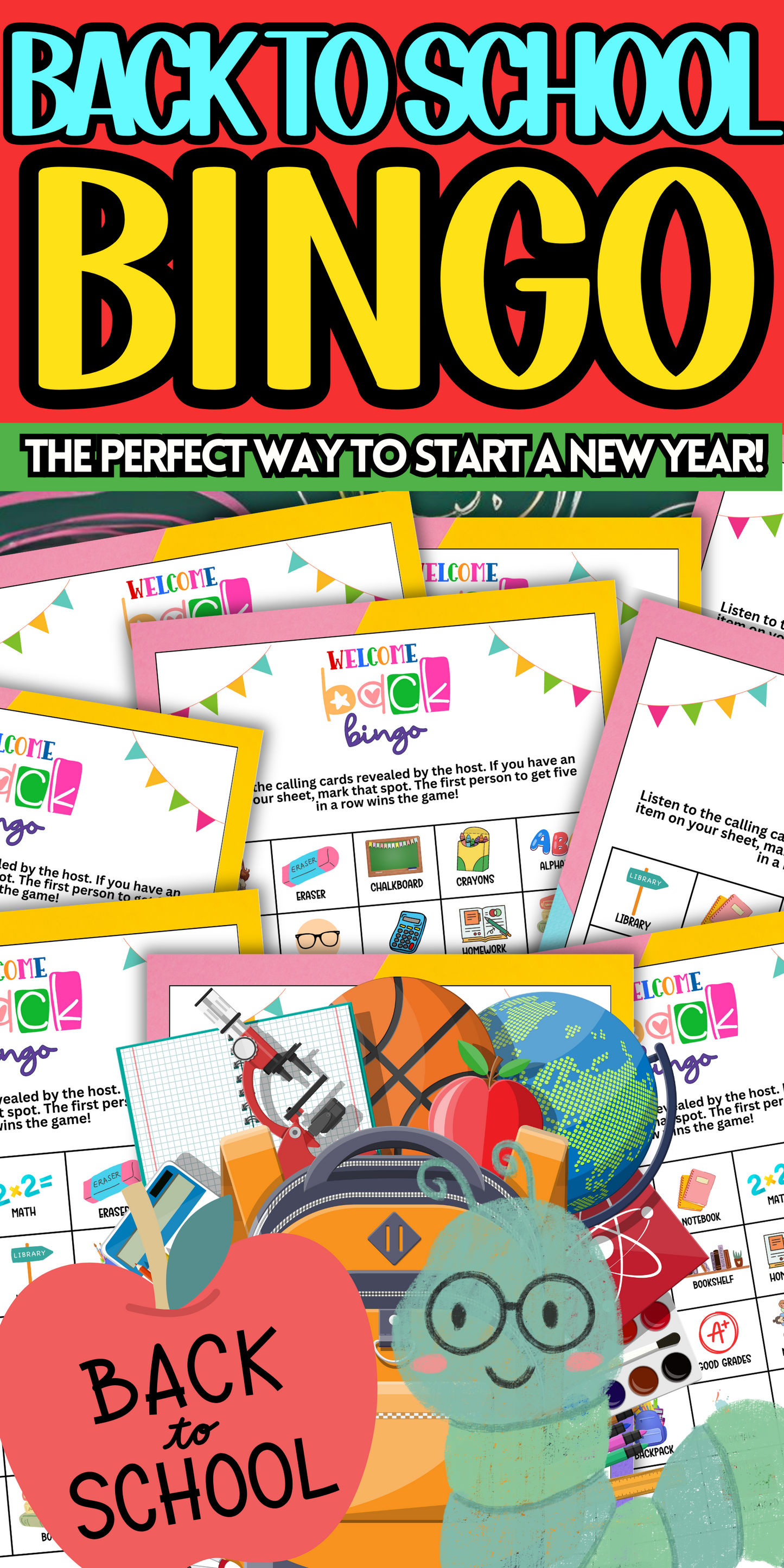 Welcome Back To School Bingo Game - Fun Activity To Start The New School Year!  Looking for a cute, colorful and fun activity for teachers, students and administrative alike? This adorable "Welcome Back To School" BINGO game from Party Prints Press is just what you need!&nbsp;