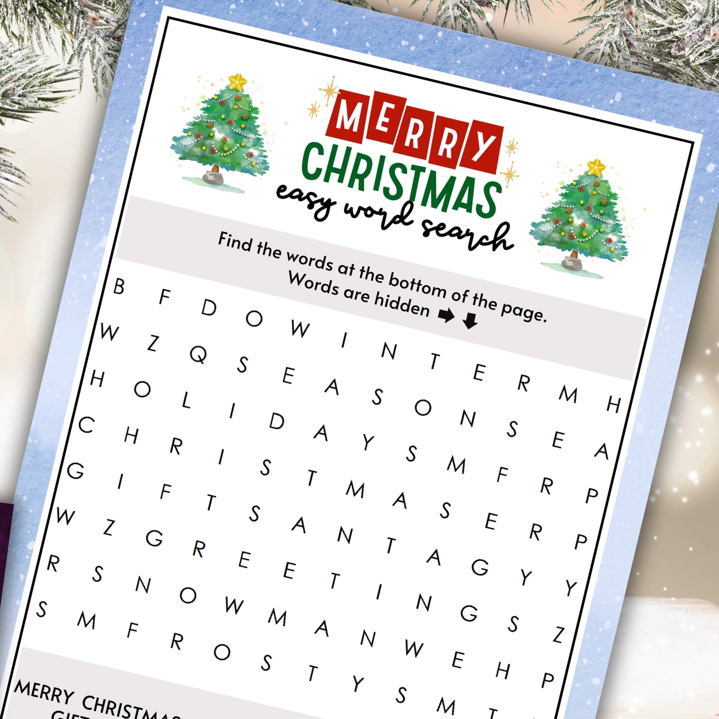 Christmas Easy Word Search