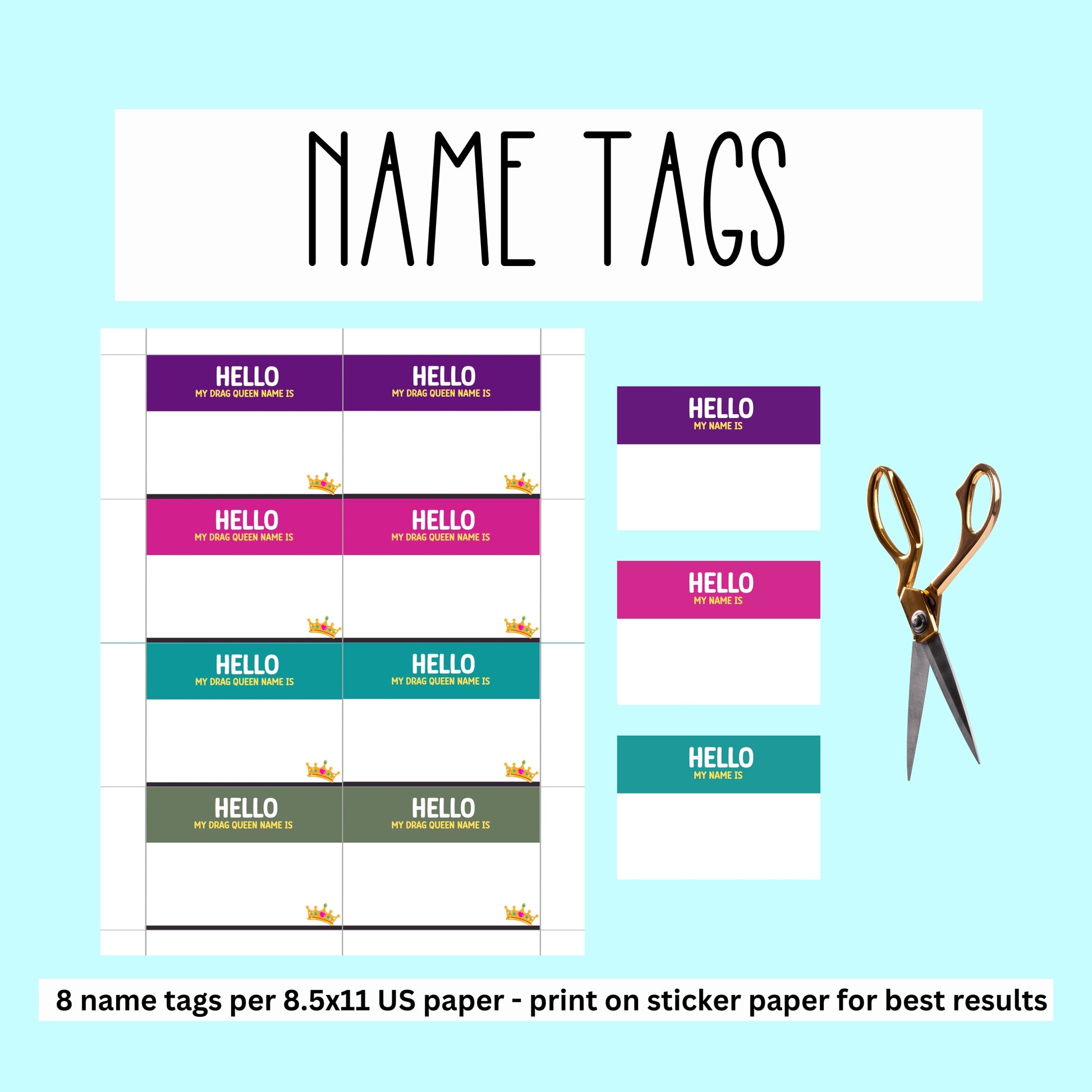 What's Your Drag Queen Name Game Generator With Name Tags For LGBT Pride Party Or Parade With Queer Gay Lesbian Trans Bi Asexual Adults