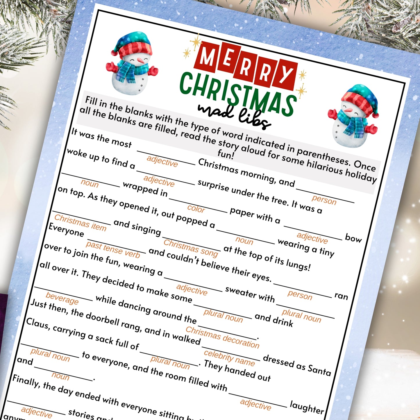 Christmas Mad Lib