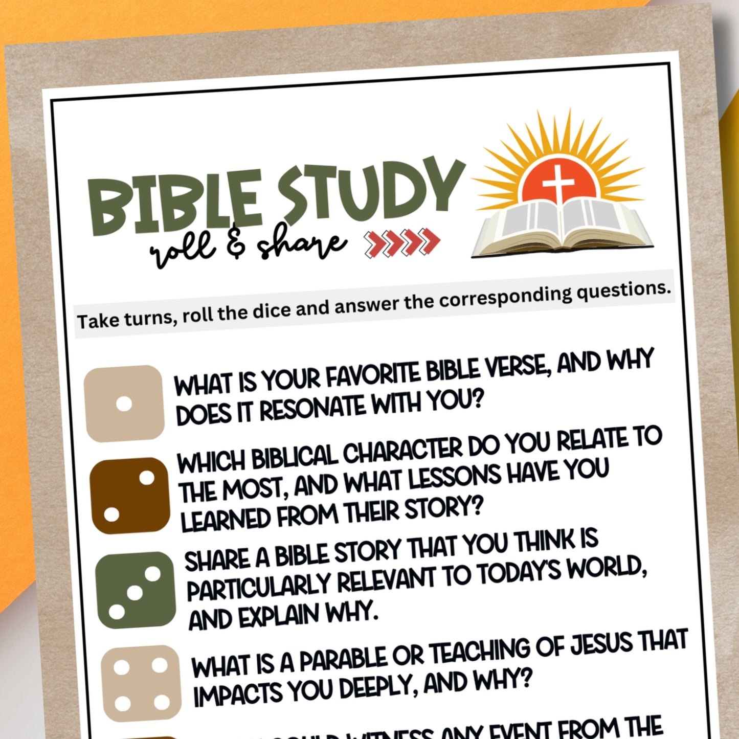 Bible Study Roll & Share Dice Game