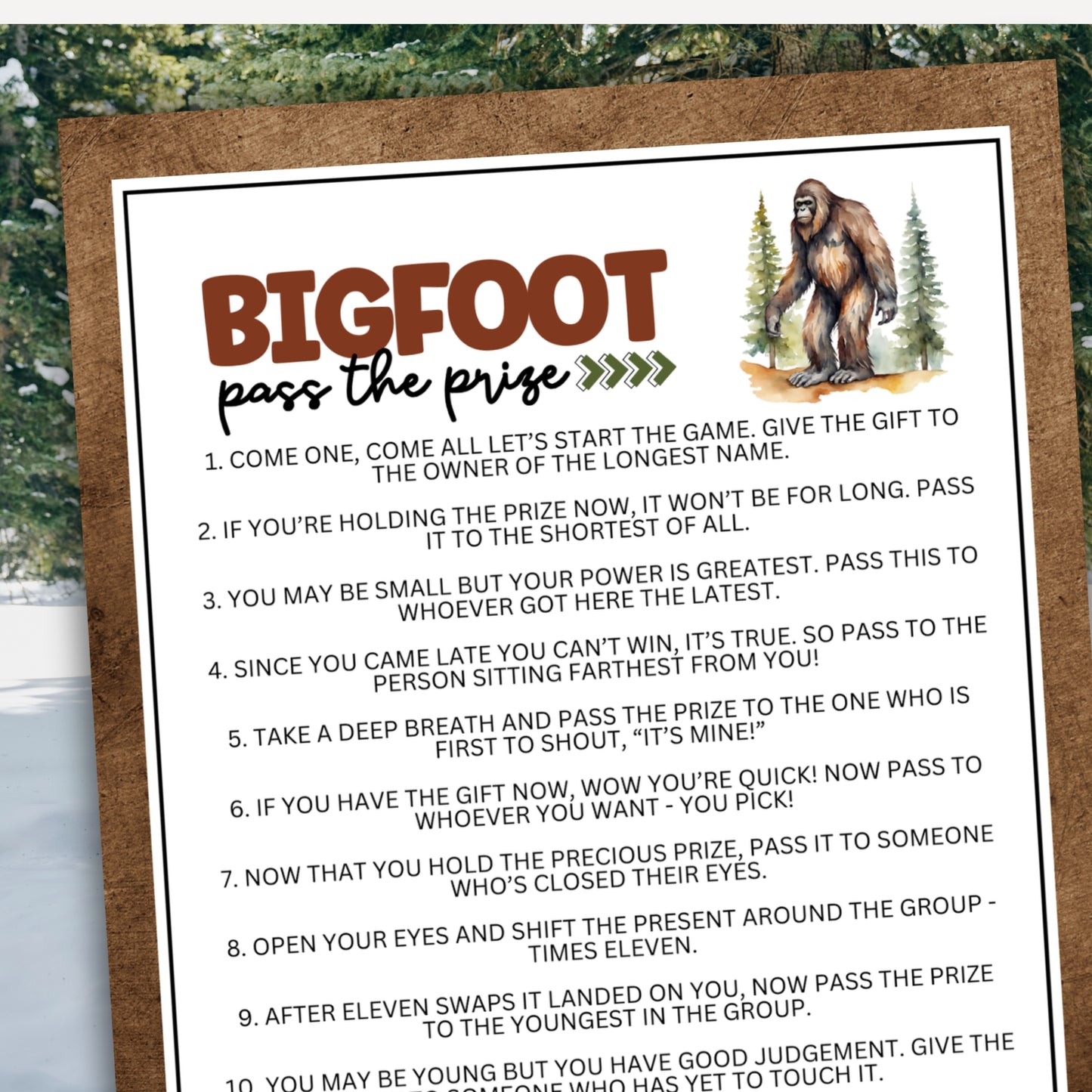 Bigfoot Pass the Prize