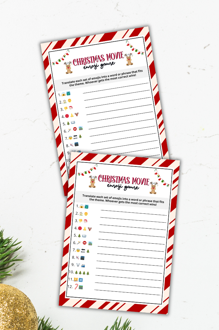 Looking for a fun and engaging activity to celebrate the festive season with your family or friends?  Whether you are organizing a holiday gathering or a Christmas movie night, this cute "Christmas Movies Emoji Game" from Party Prints Press is perfect for you!&nbsp;