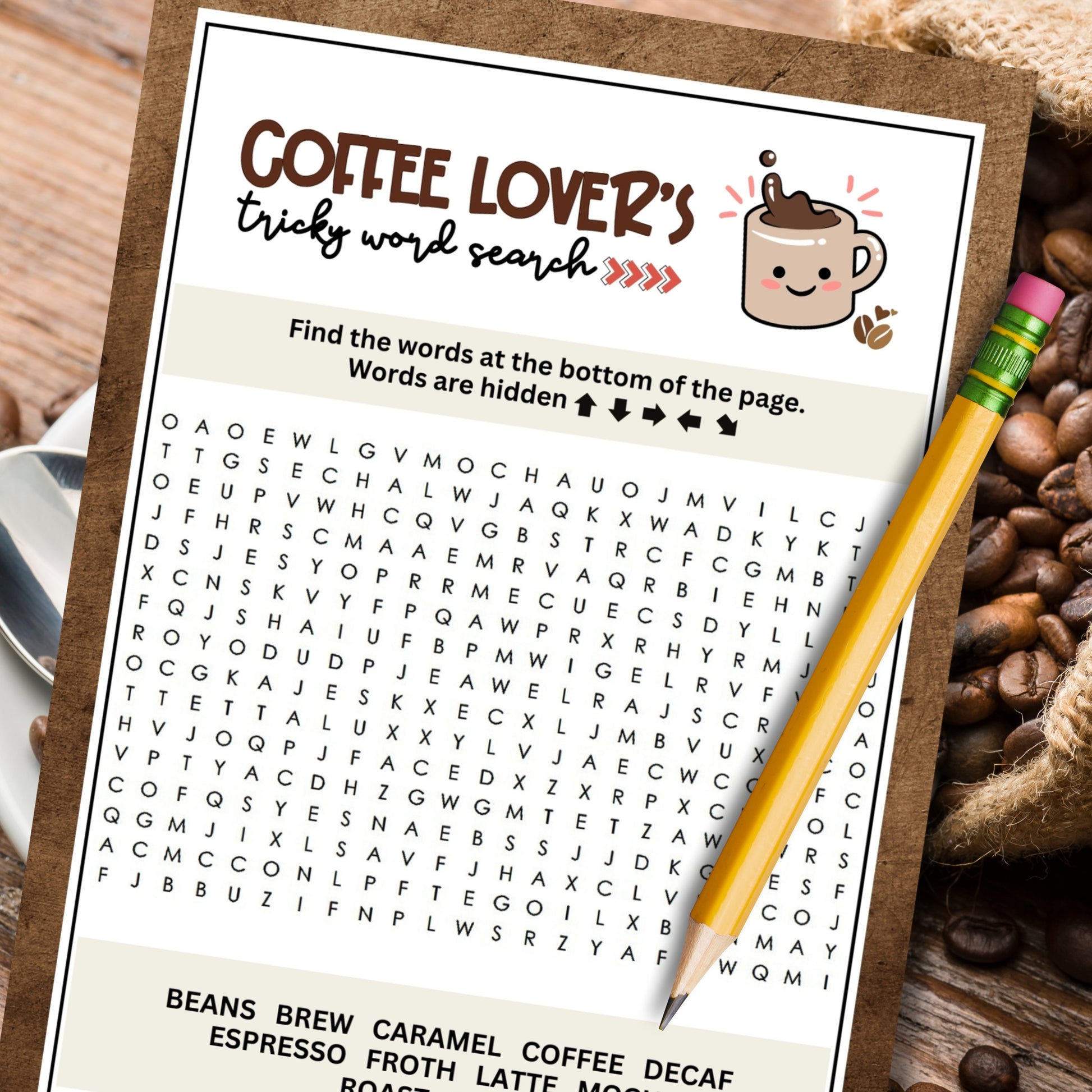 tricky coffee lovers word search