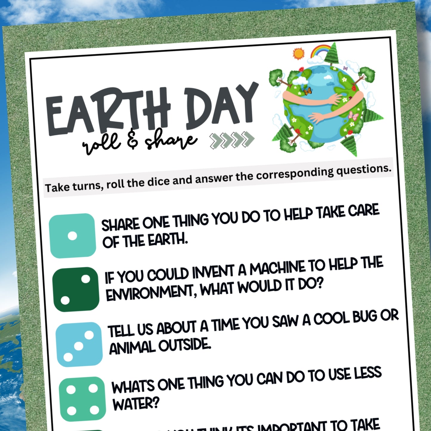 Earth Day Roll & Share Dice Game