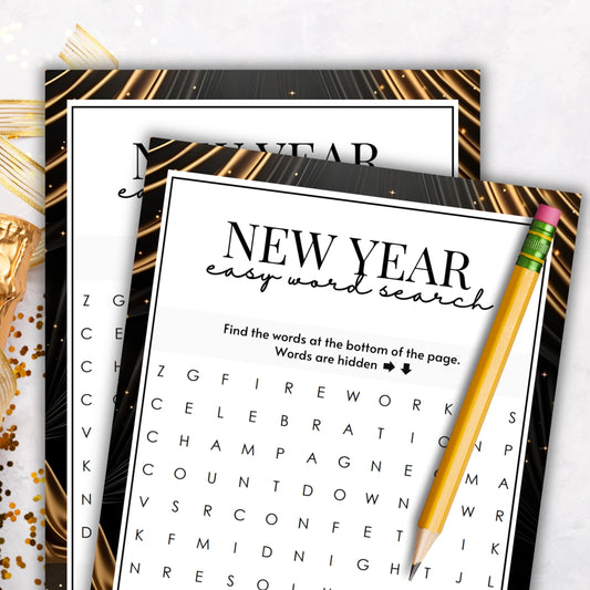 New Year's Eve Party Easy Word Search