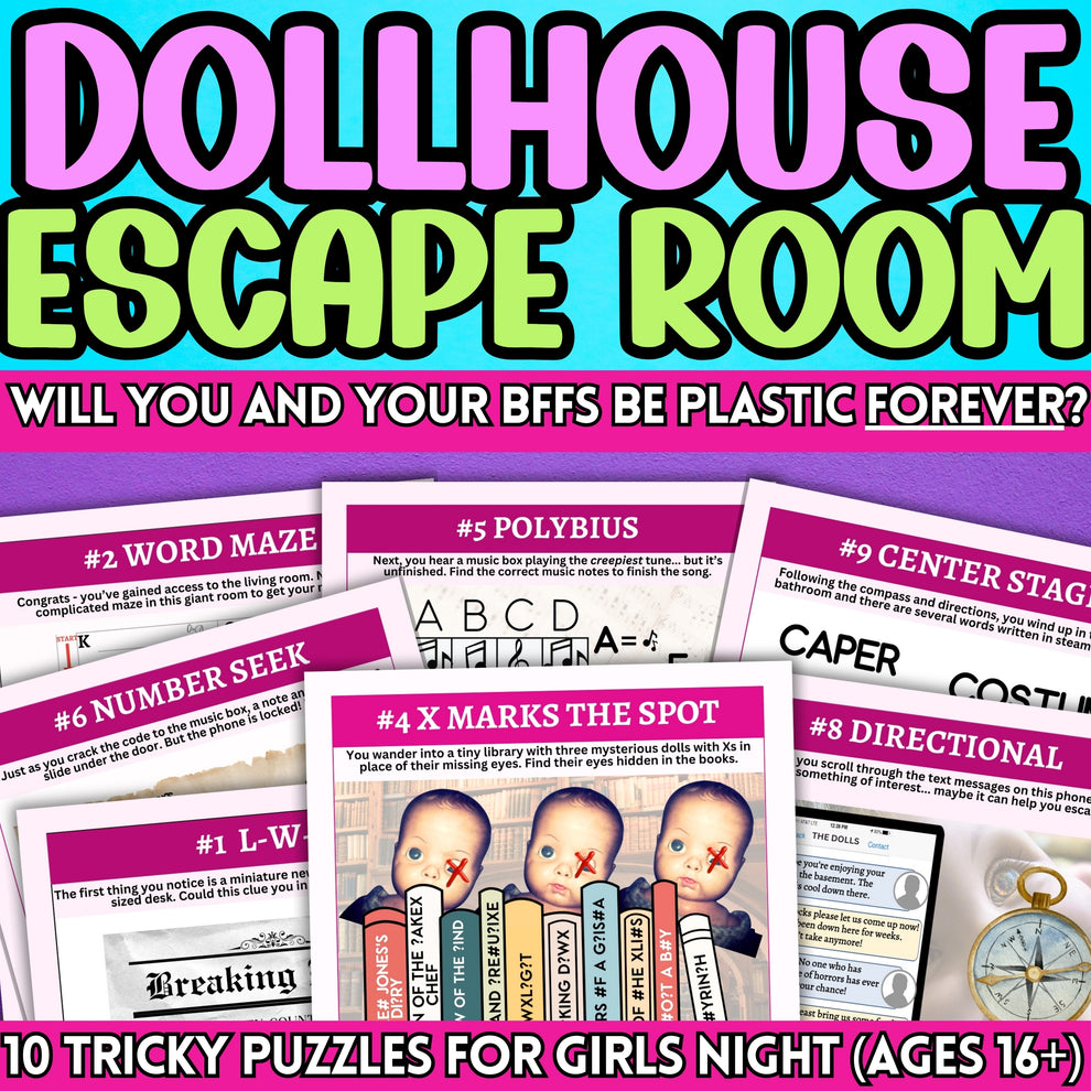 Creepy Dollhouse Escape Room Party Prints Press