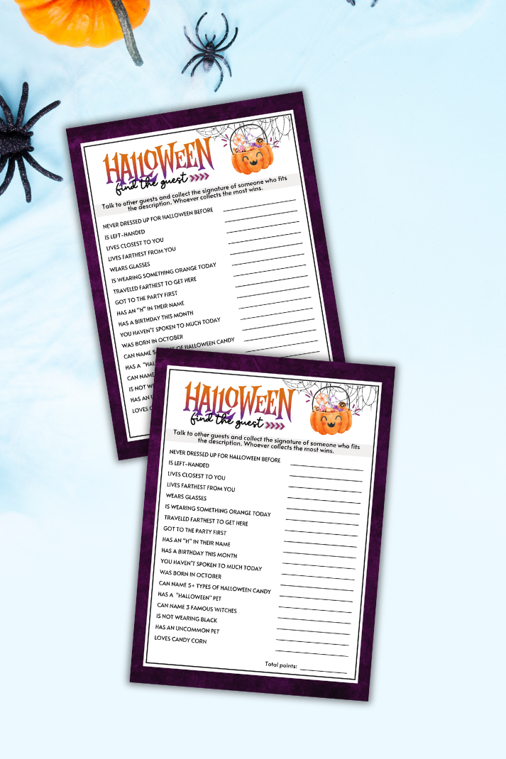 Looking for a fun and easy icebreaker game to play at your Halloween Party? This "Find The Guest" printable game from Party Prints Press is just what you need! 