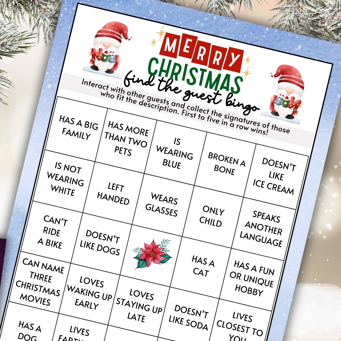 Christmas Find The Guest BINGO