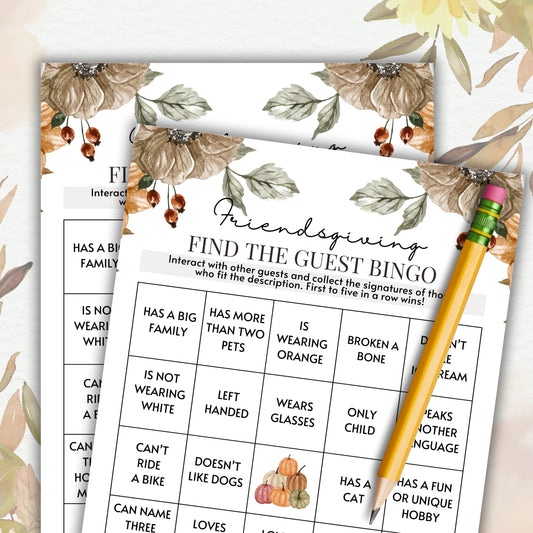 Friendsgiving Find The Guest BINGO