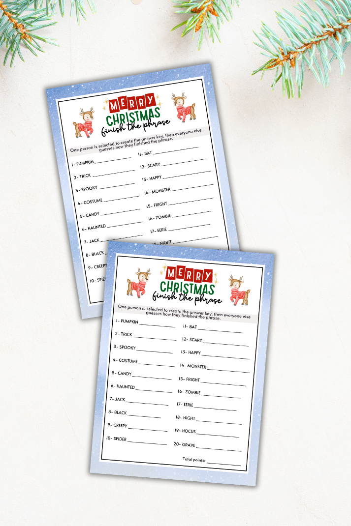 Christmas Finish The Phrase Party Game