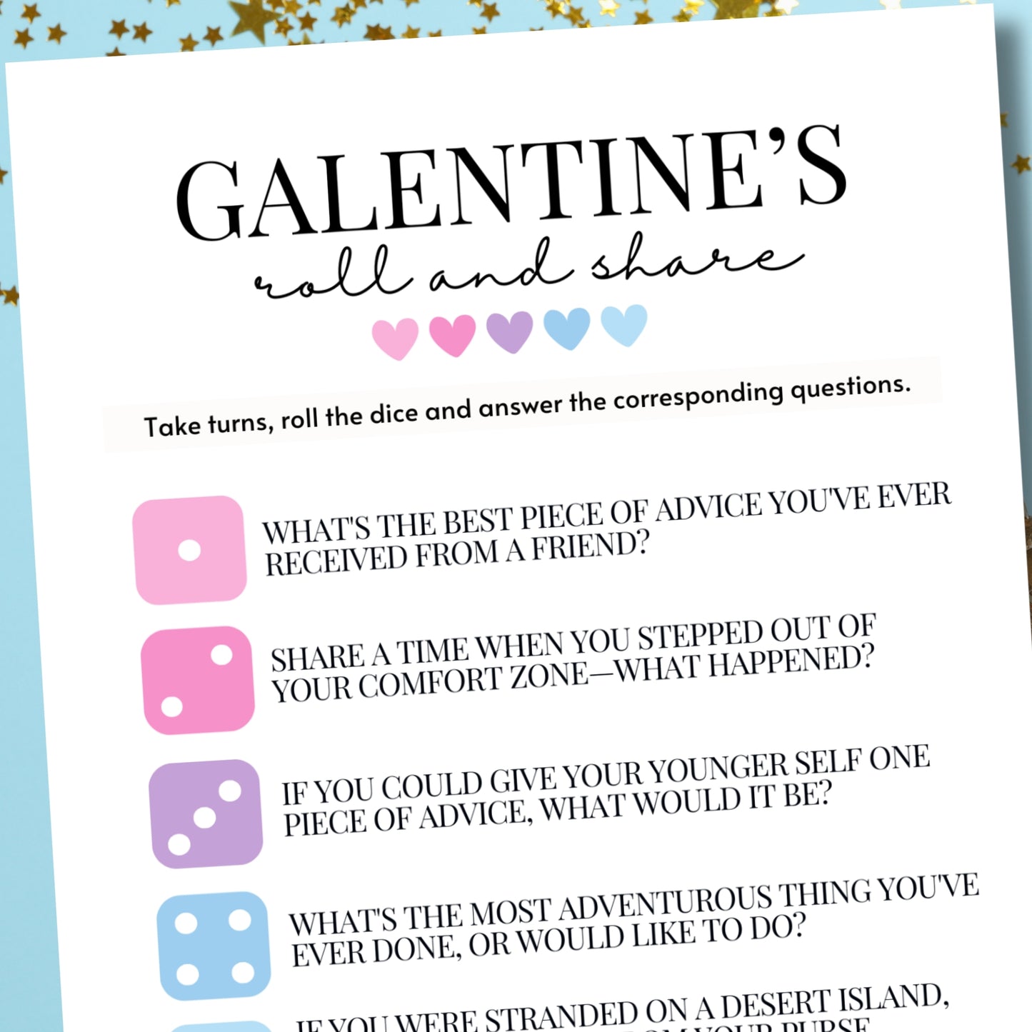 Galentine's Day Roll & Share Dice Game