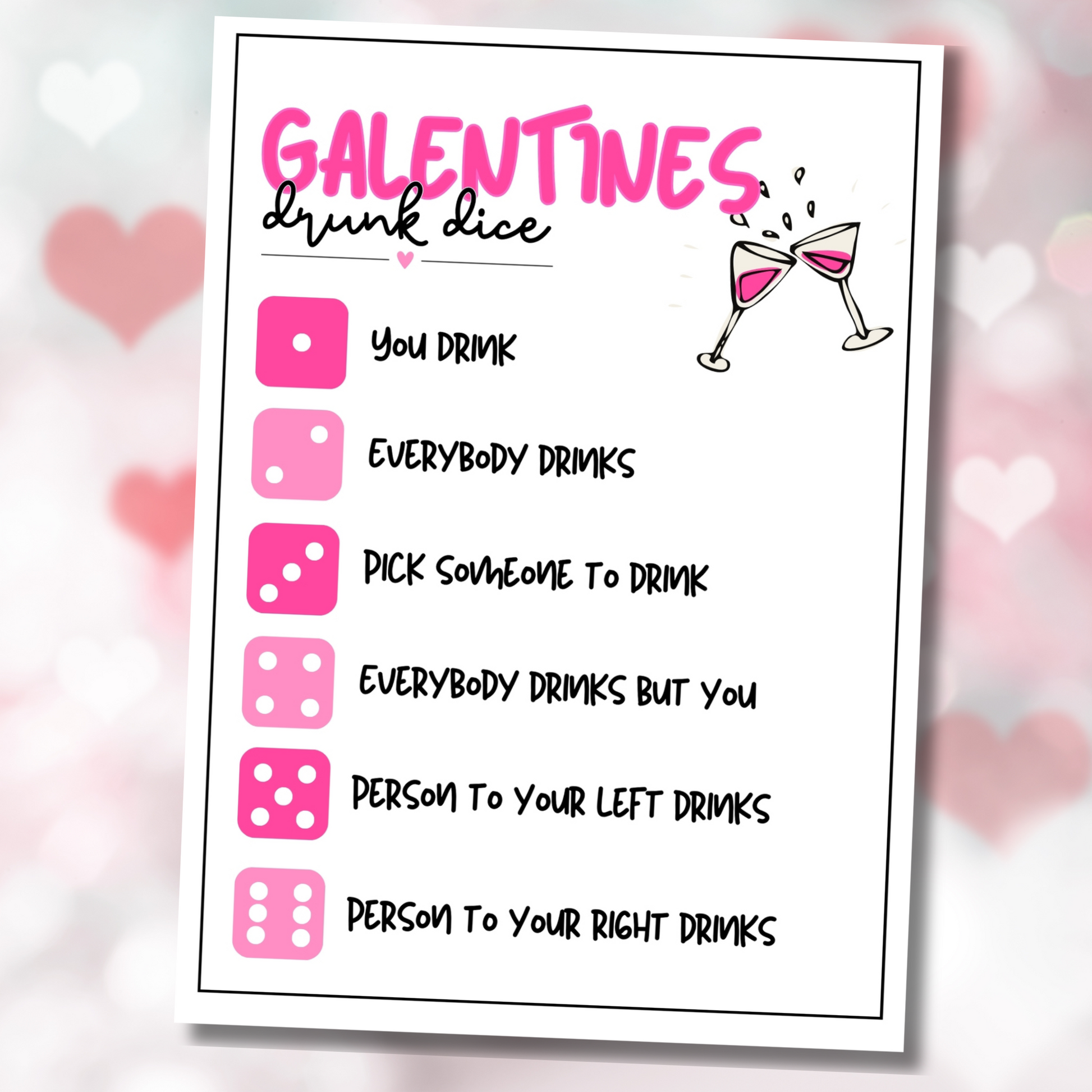 galentine's day drunk dice adult drinking game