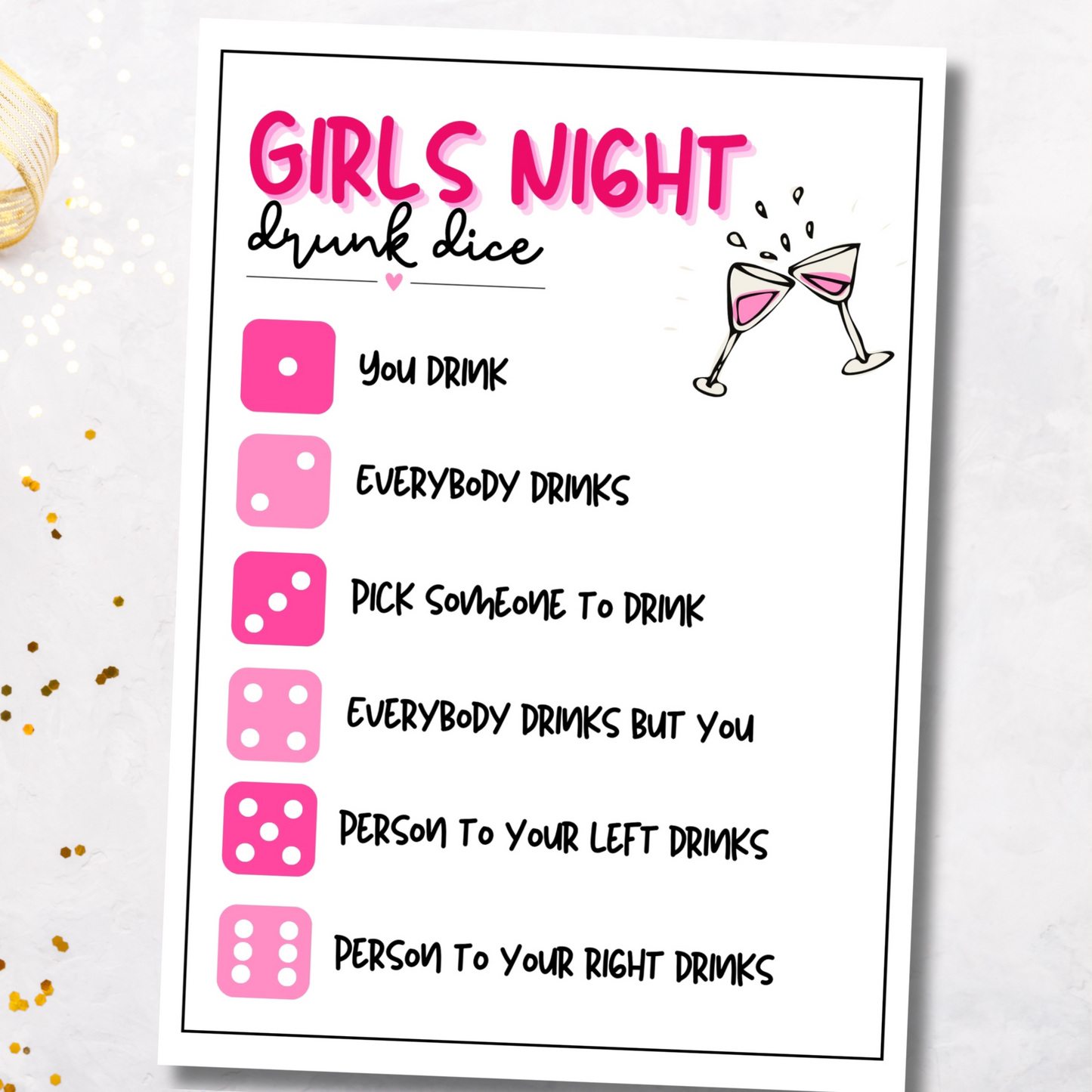 girls night drunk dice printable game