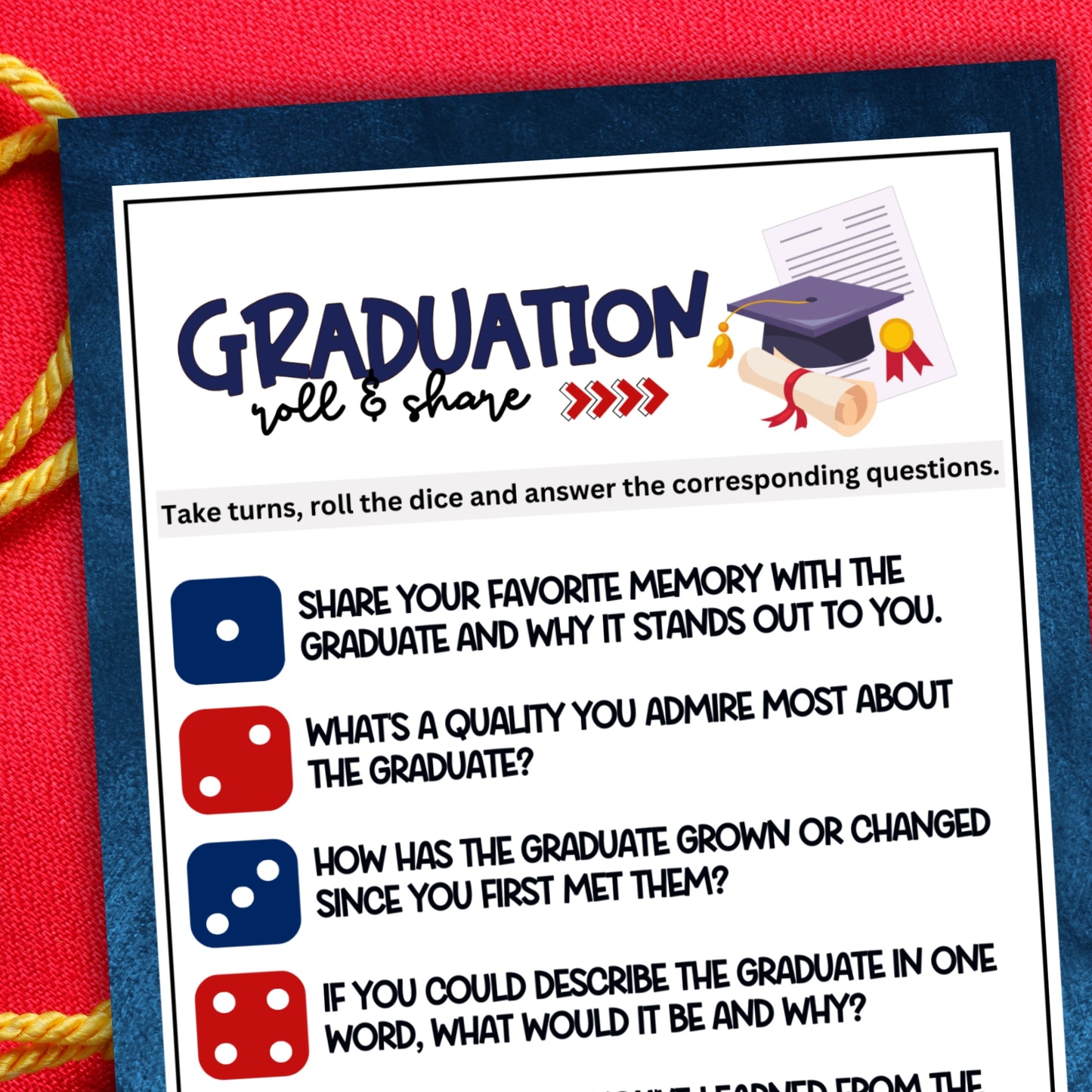 Graduation Roll & Share Dice Game