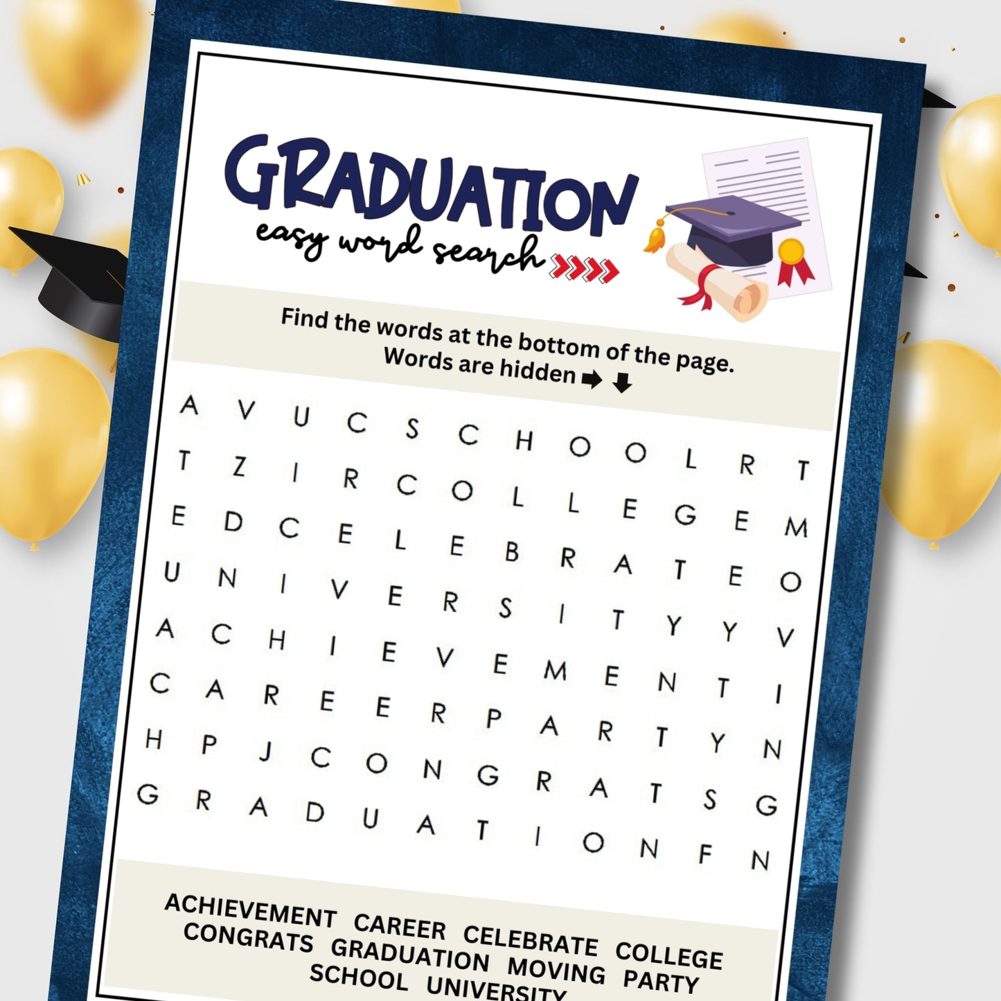 easy graduation word search