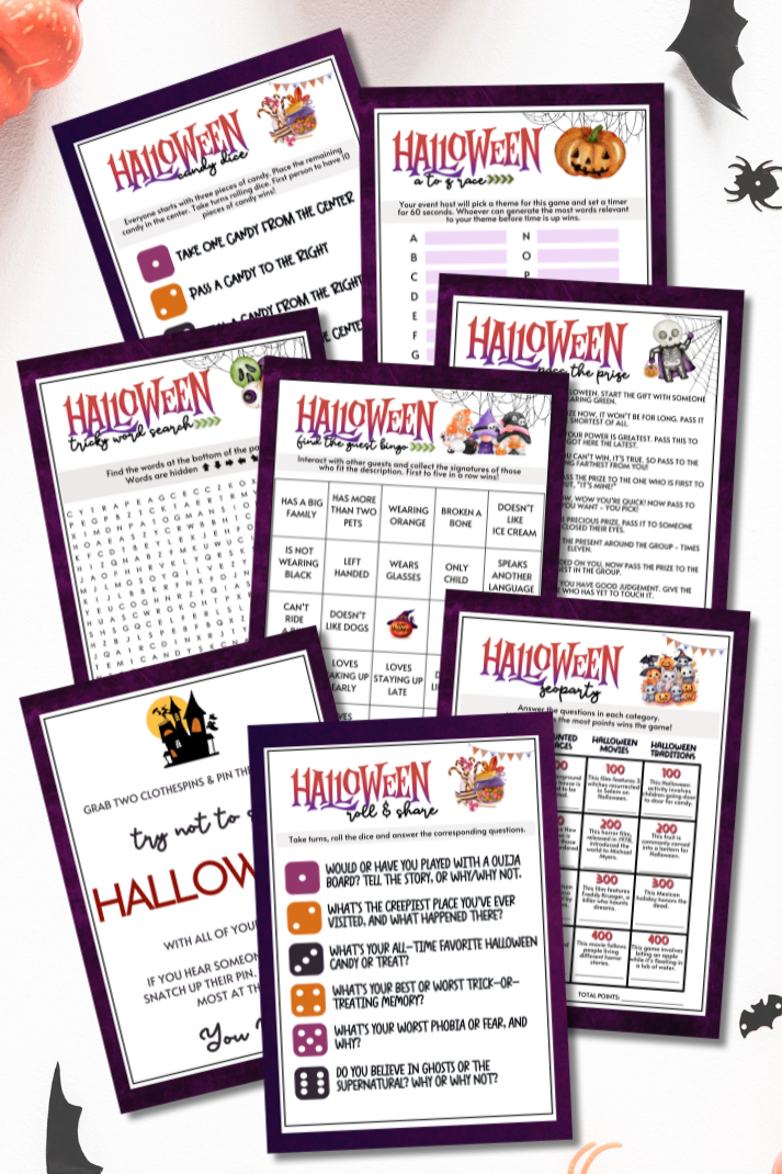 Halloween Game Bundle For Tweens Teens Kids Adults School Classroom Office Party Icebreaker Family Friendly Indoor Spooky Printable PDF Fun