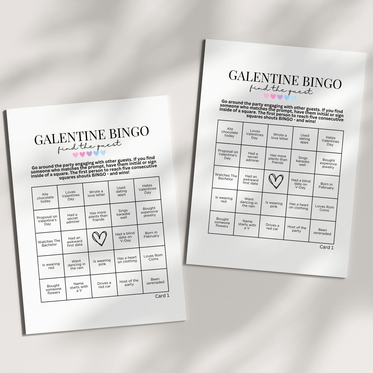 Galentine Find The Guest BINGO