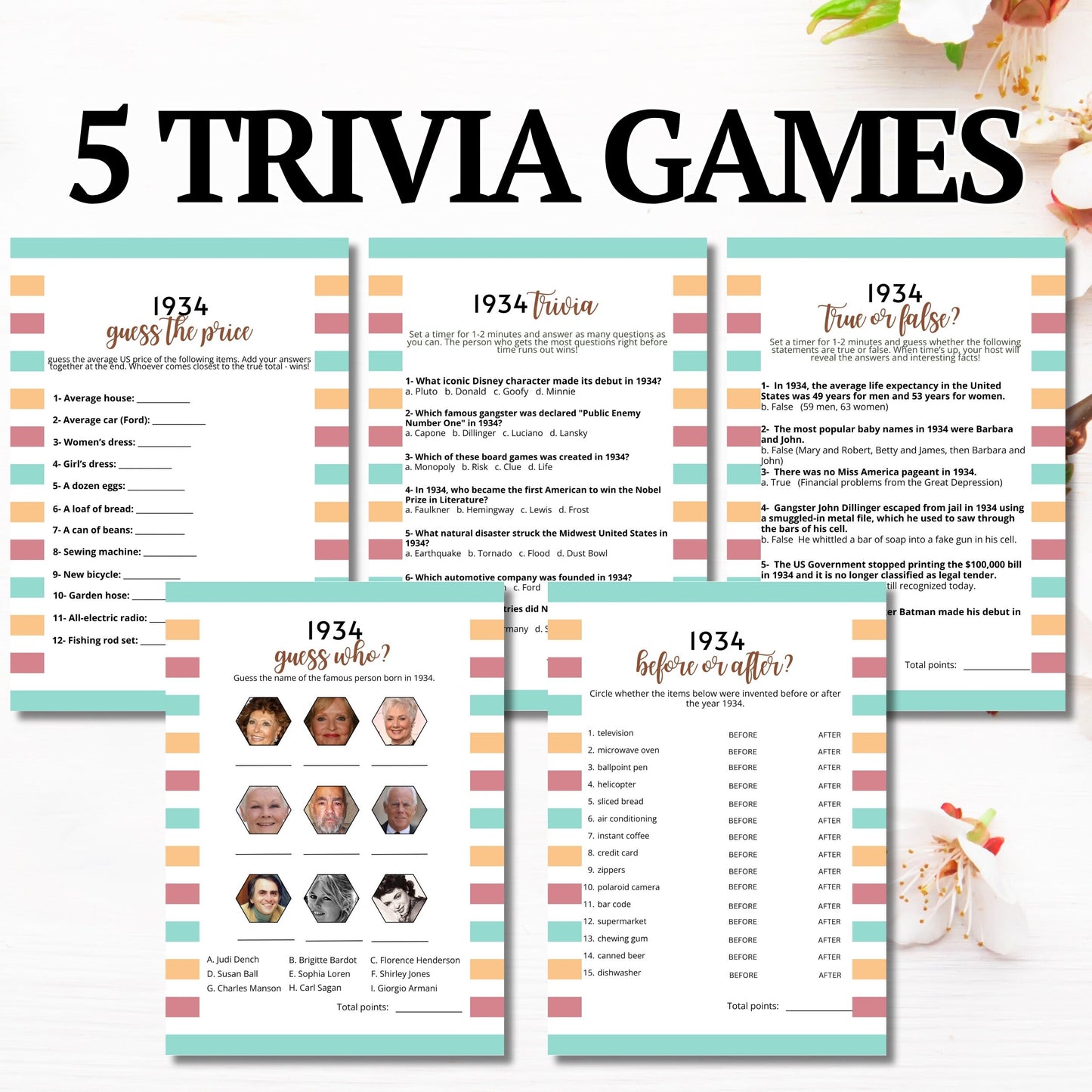 Born in 1934 Trivia Bundle