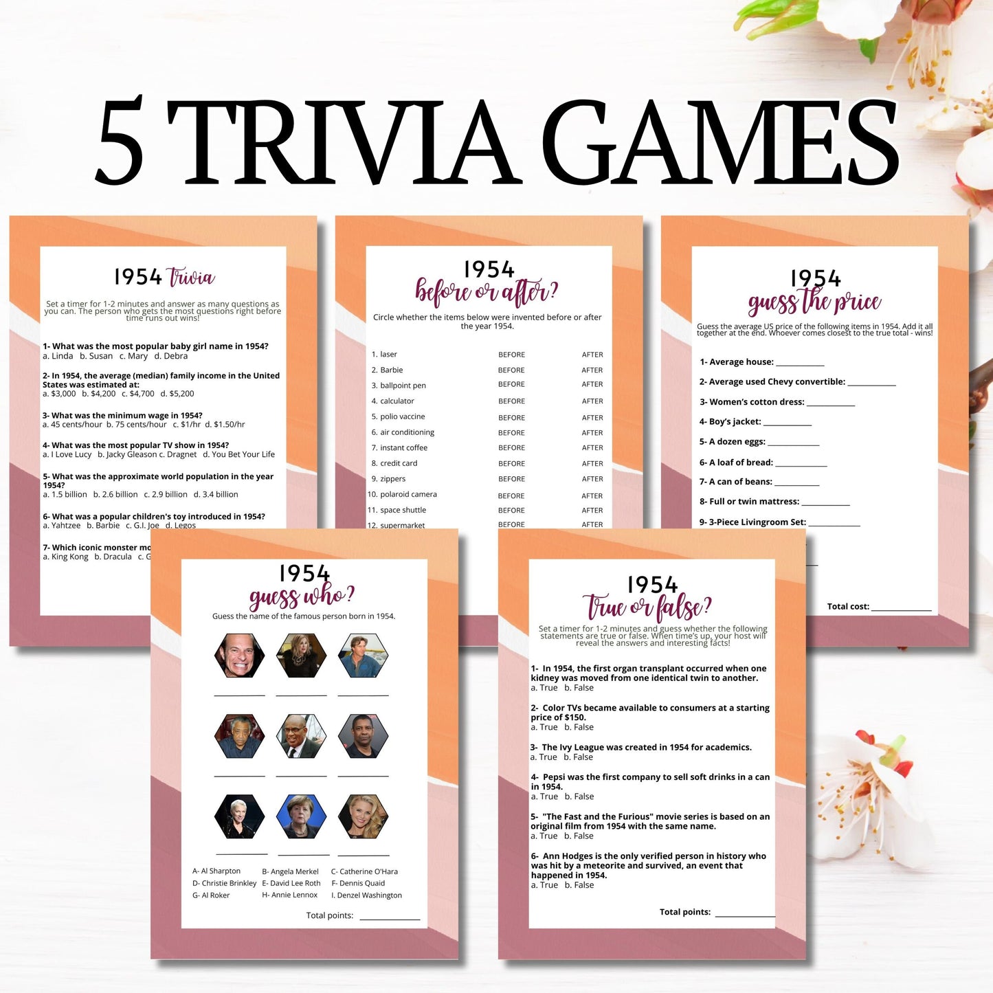Born in 1954 Trivia Bundle