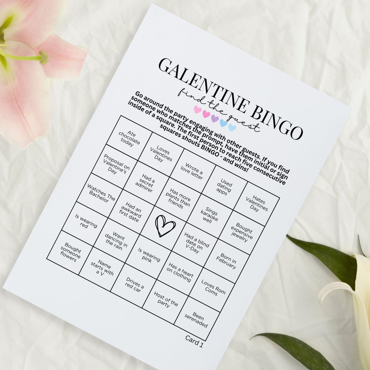 Galentine Find The Guest BINGO