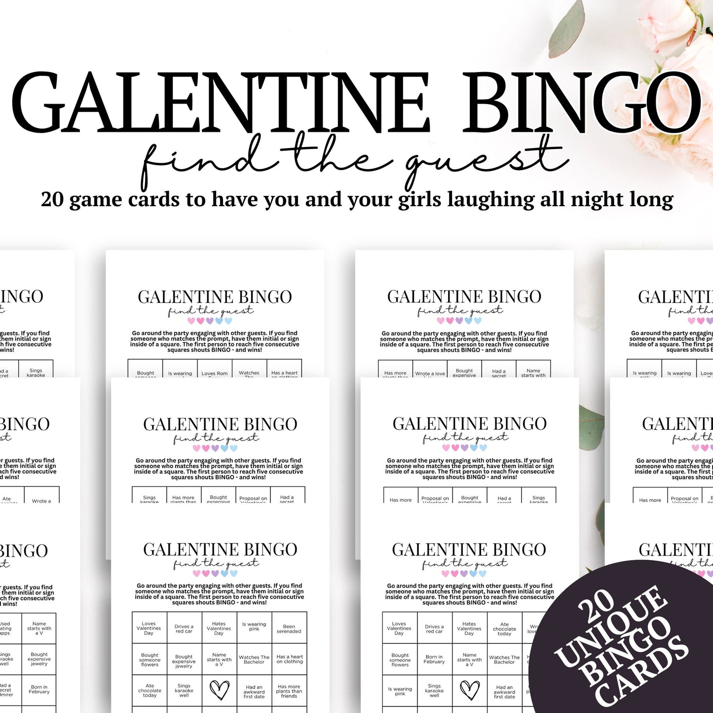 Galentine Find The Guest BINGO