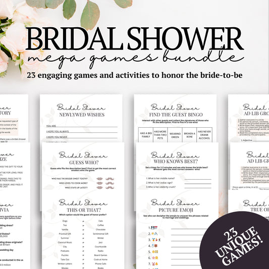 minimalist bridal shower bundle of games