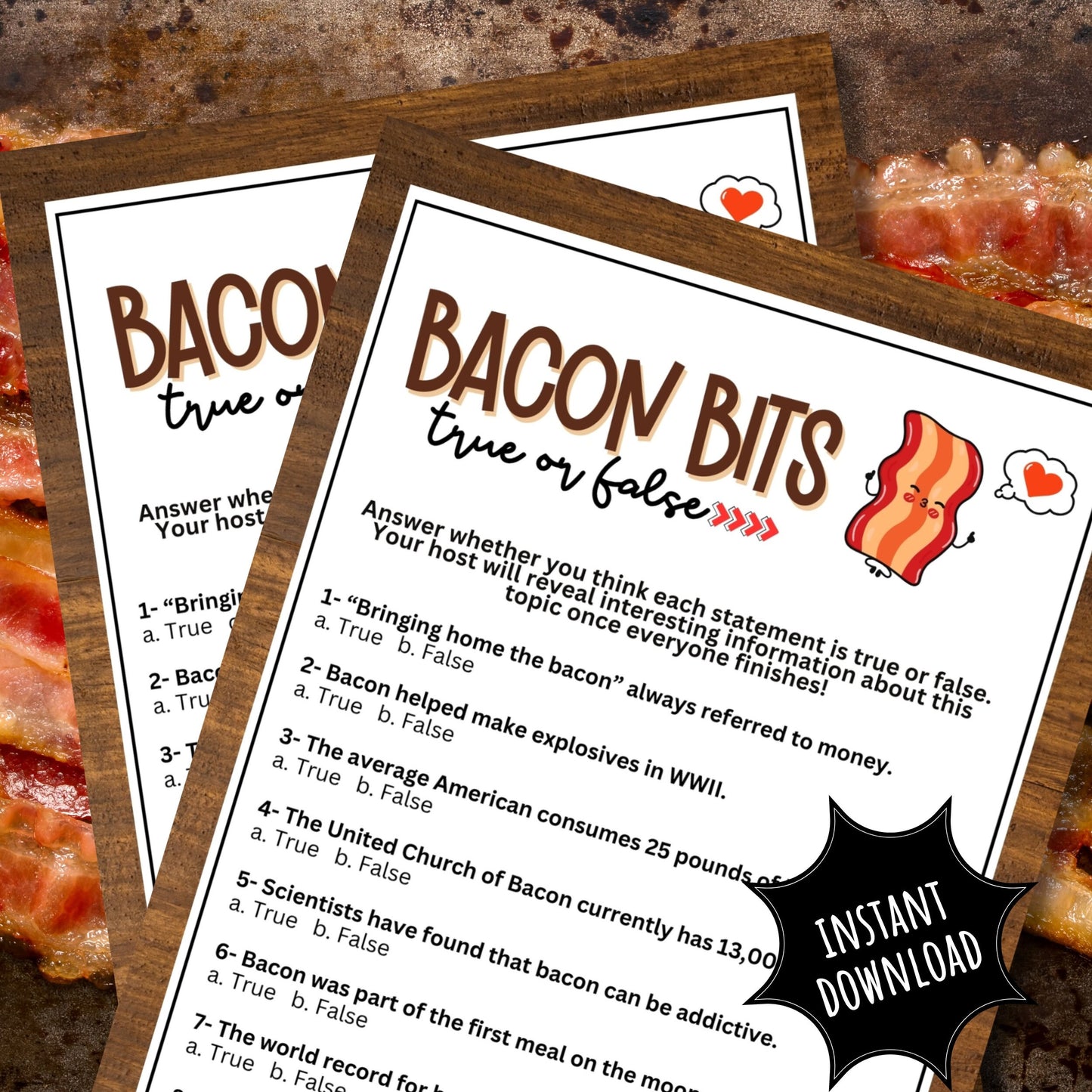 Bacon Party Trivia Game