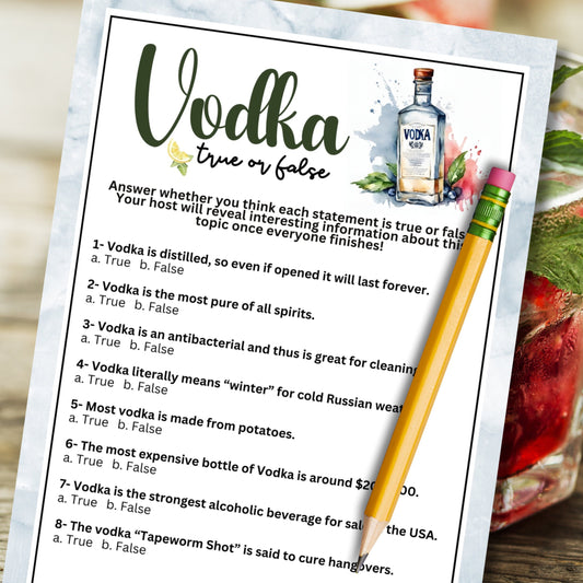 Vodka True Or False Trivia