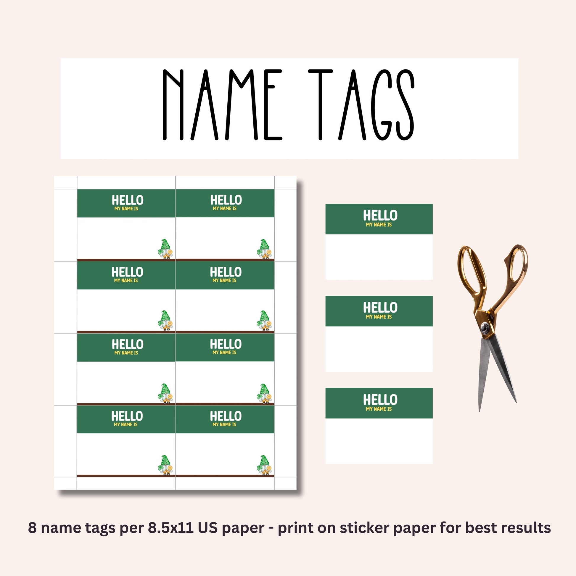 st patricks day leprechaun name game NAME TAGS