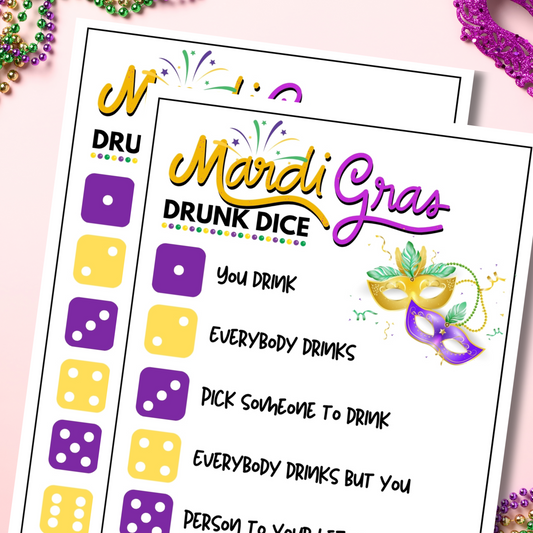 mardi gras adult drunk dice game