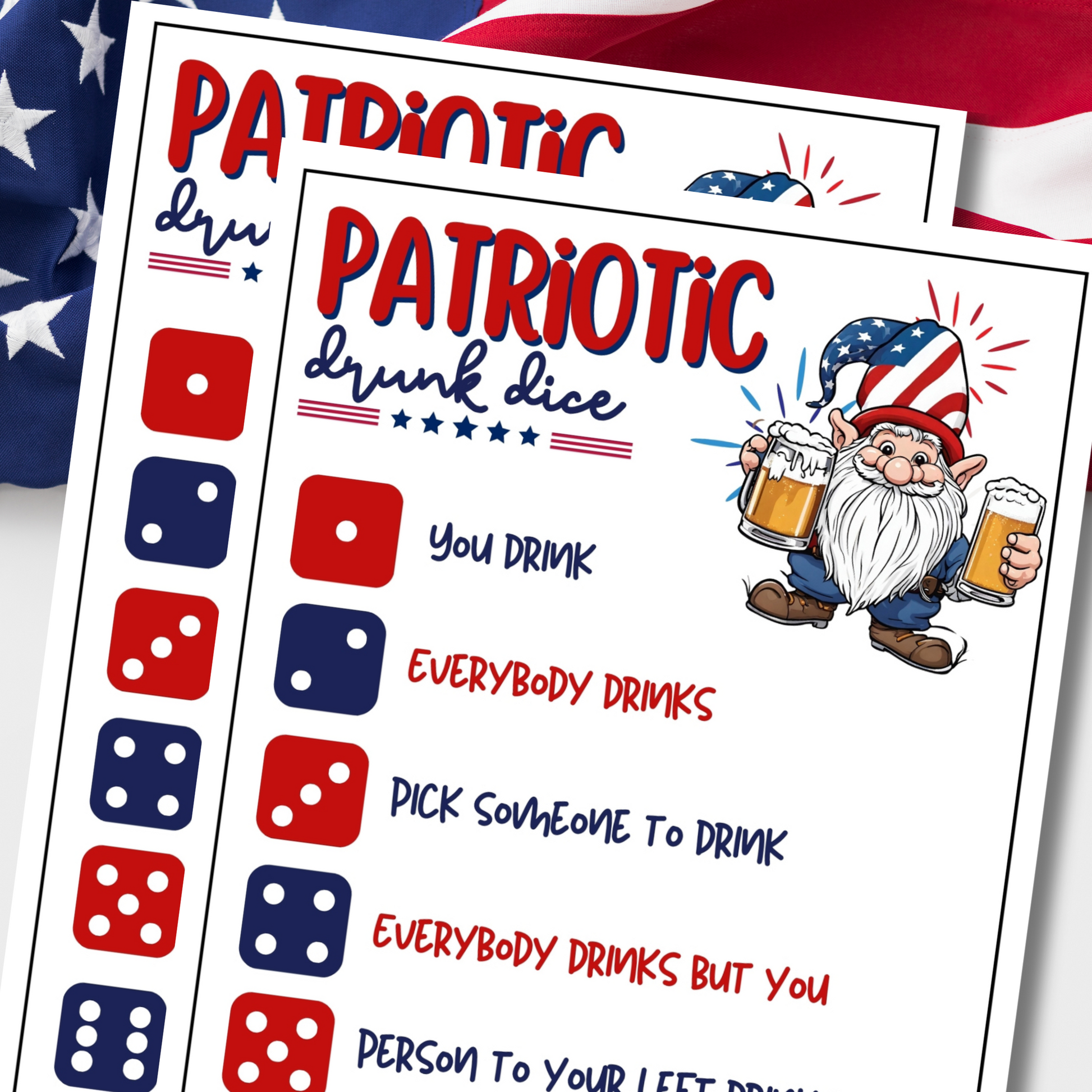 patriotic drunk dice independence day 4th of july red white and blue