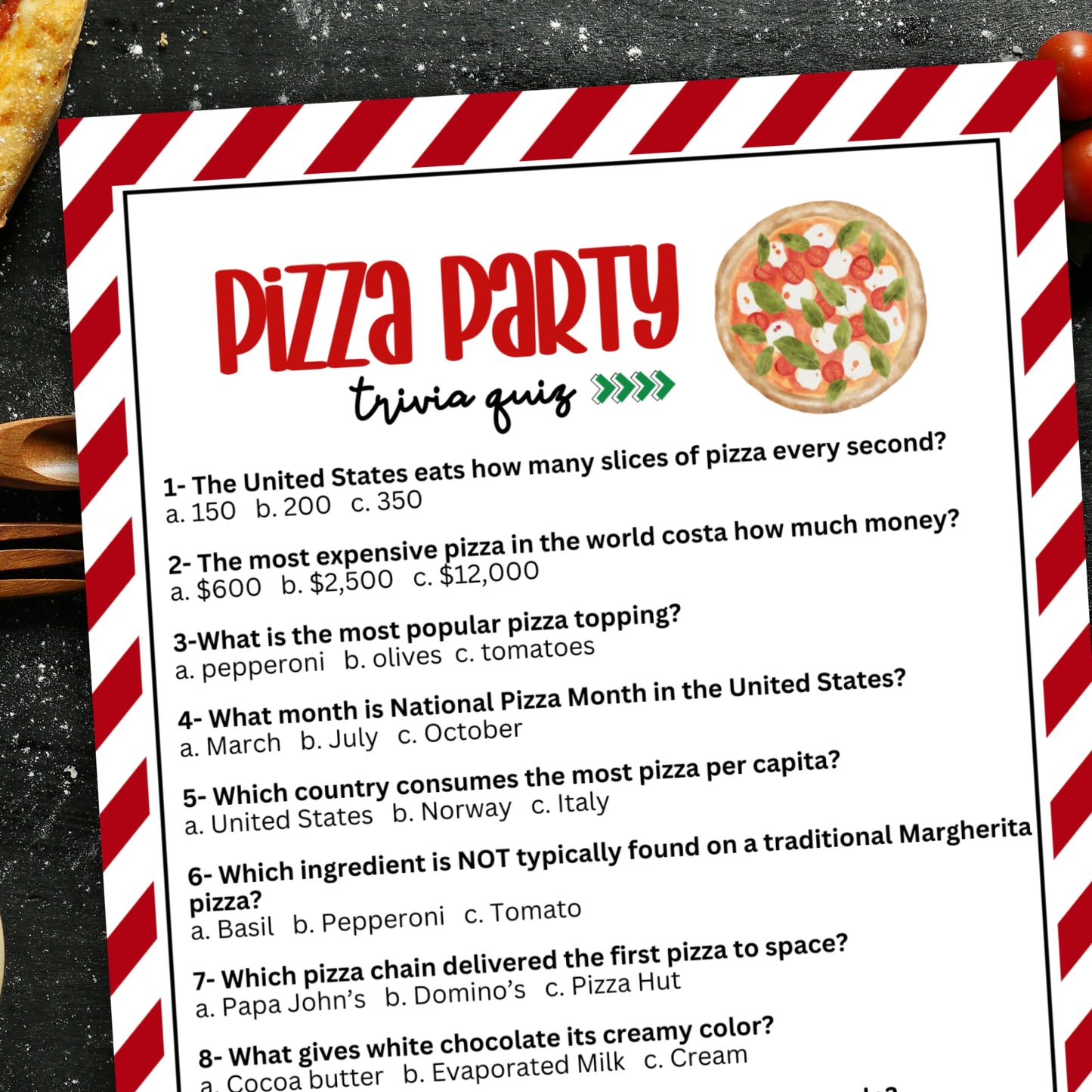 Pizza Trivia Game