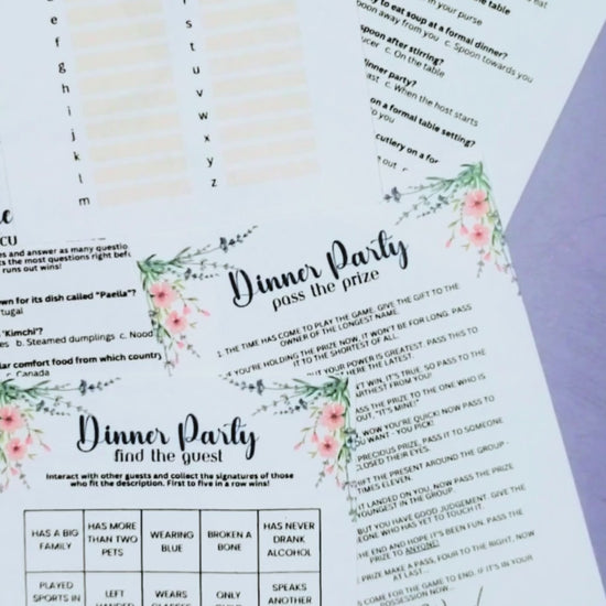 dinner party questionnaires on a marble surface (video)