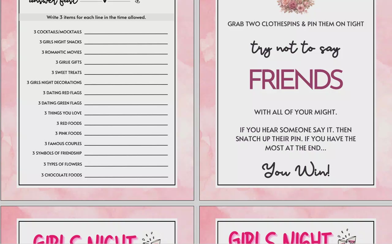 girls night party games video