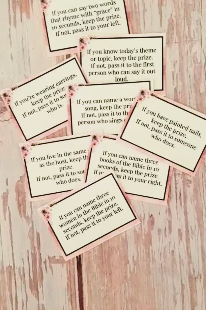 women's ministry pass the prize card game video