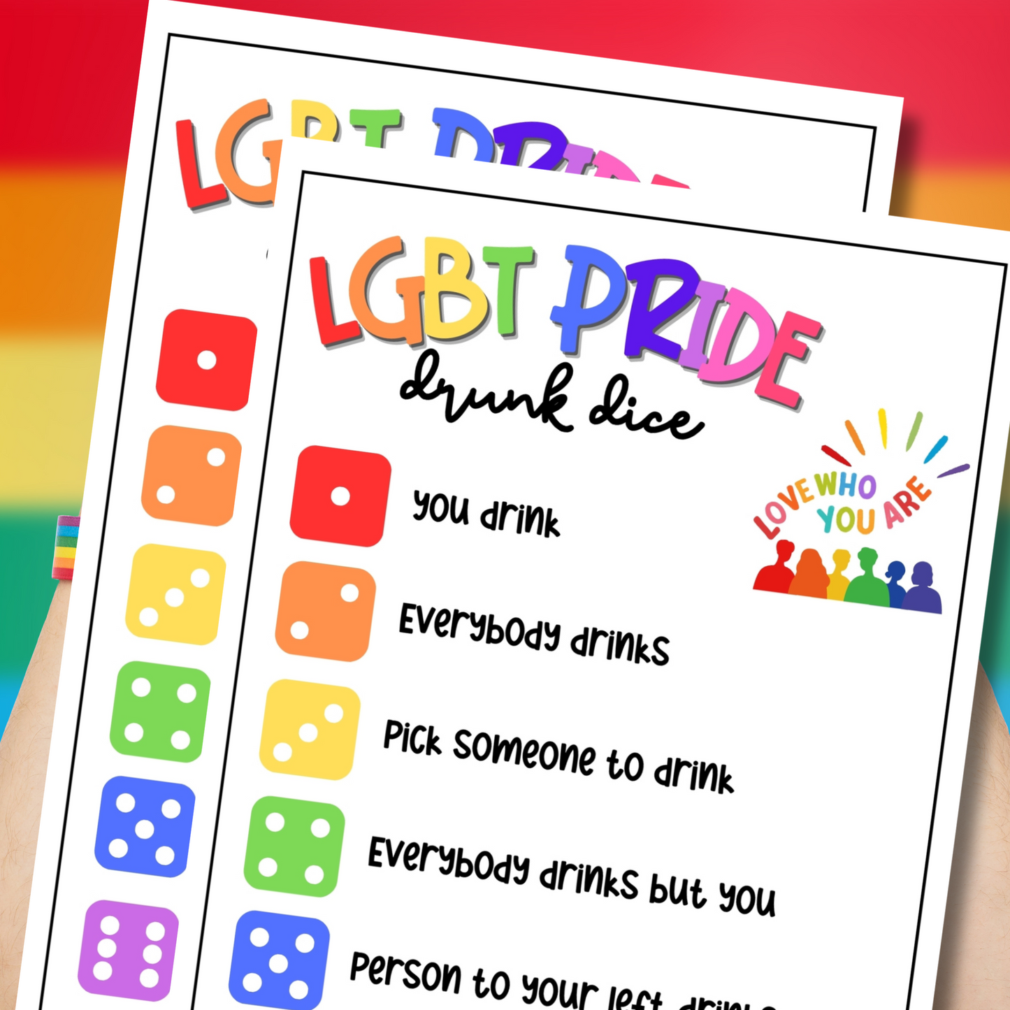 lgbt pride drunk dice printable game