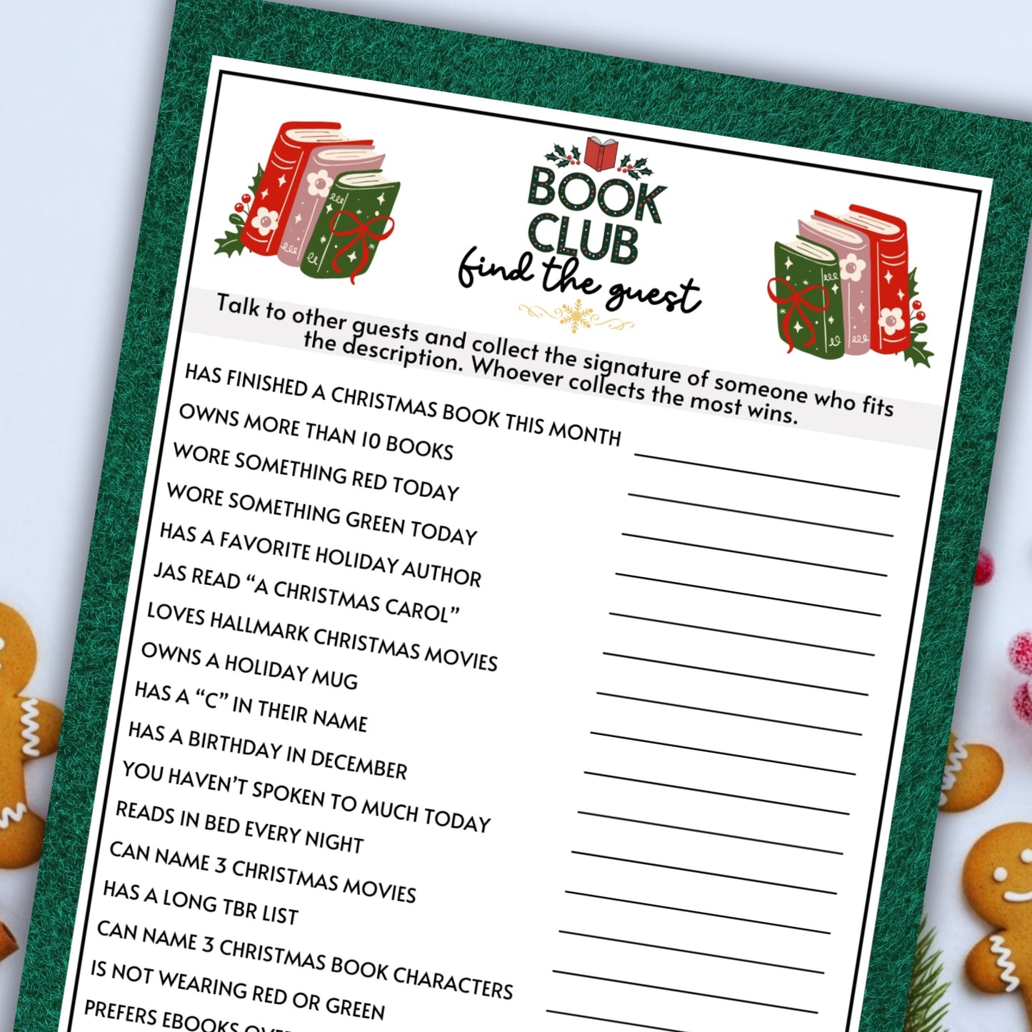 Book Club Christmas Find the Guest