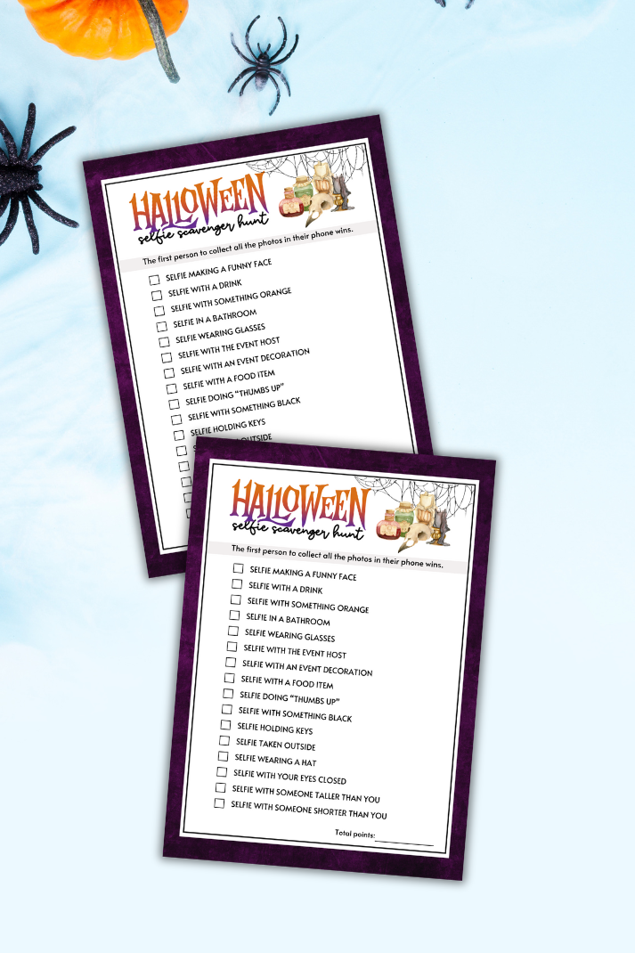 halloween selfie scavenger hunt printable game