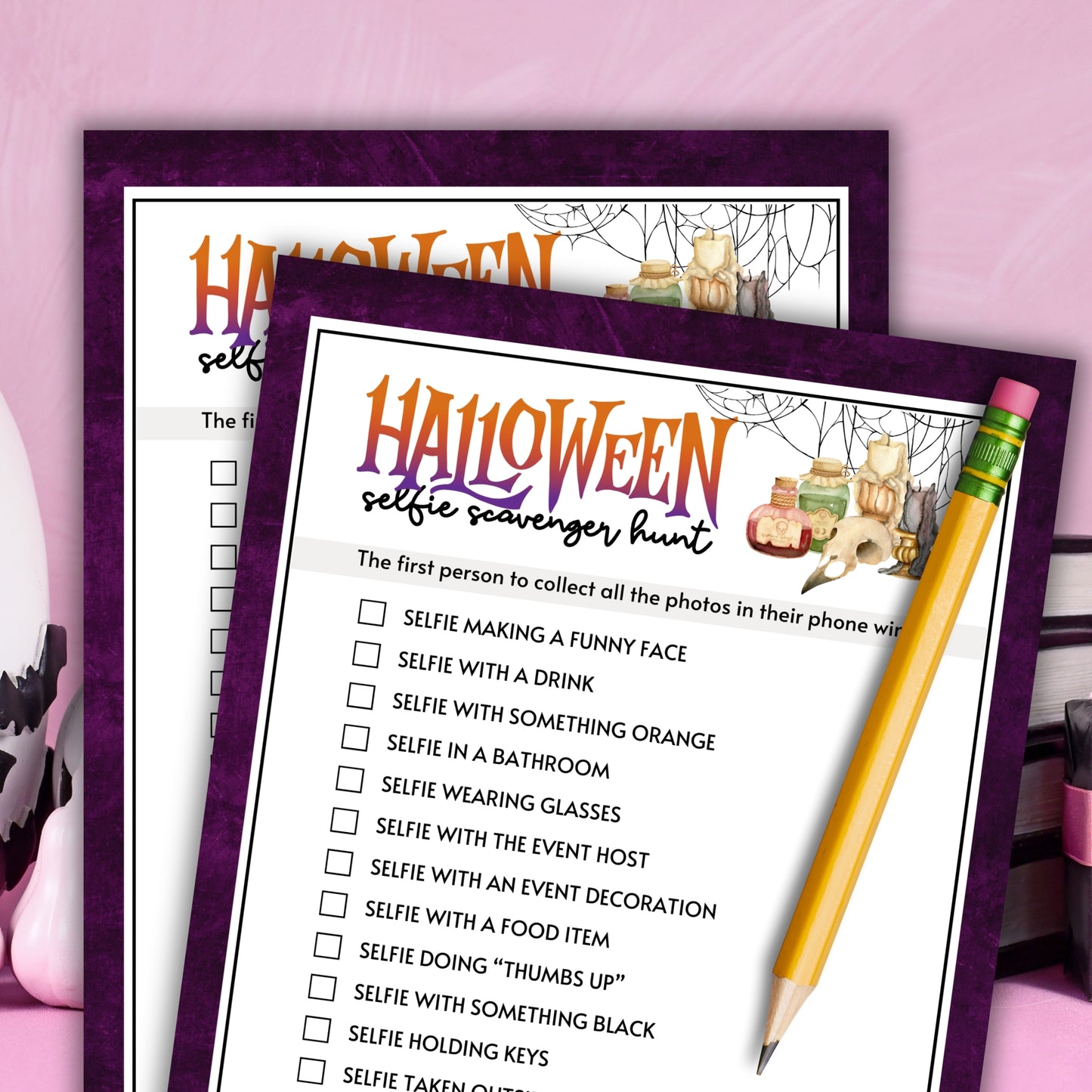 halloween selfie scavenger hunt printable game